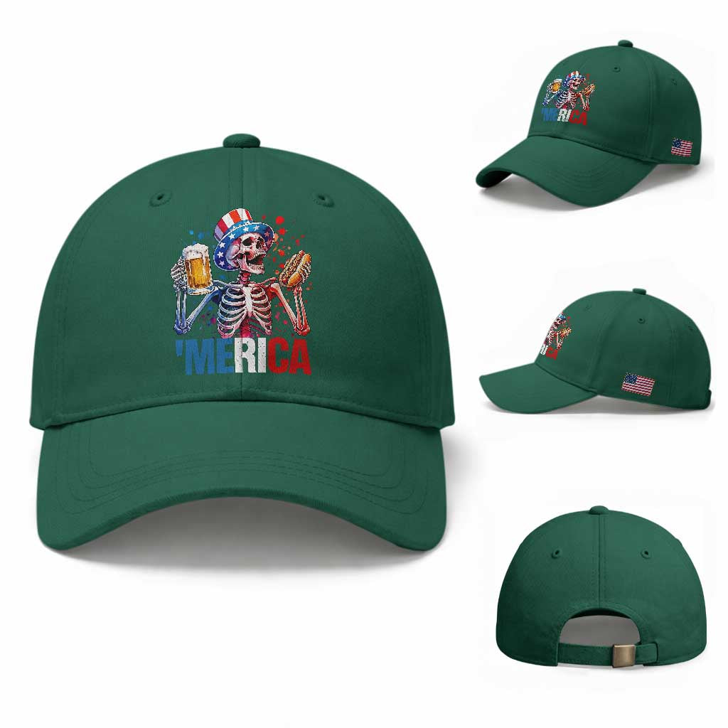 Red White And Blue Skeleton Party Baseball Cap American Freedom Vibes TS12 Baseball Cap Universal Fit Irish Green Print Your Wear