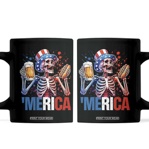 Red White And Blue Skeleton Party Coffee Mug American Freedom Vibes TS12 Black Print Your Wear