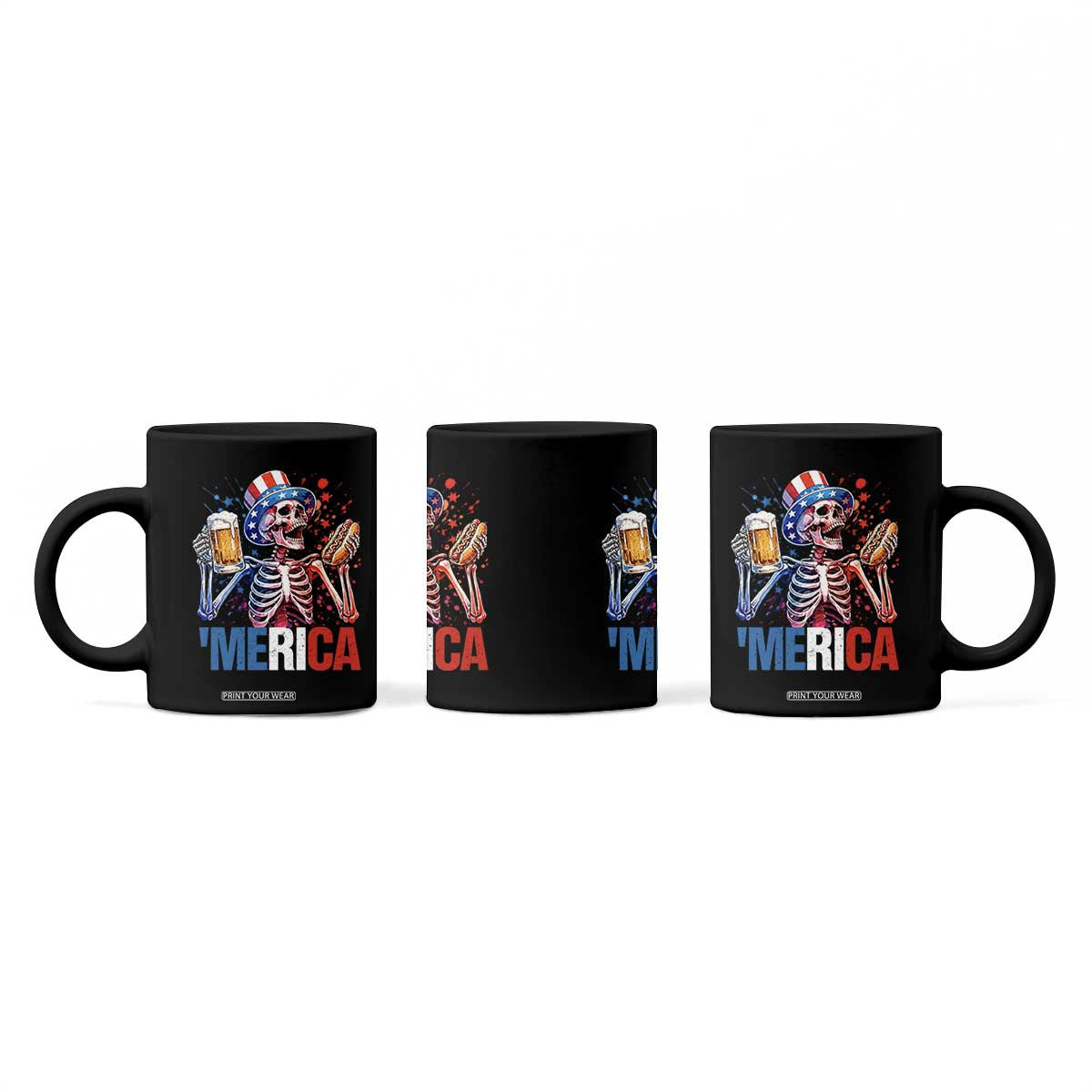 Red White And Blue Skeleton Party Coffee Mug American Freedom Vibes TS12 Print Your Wear