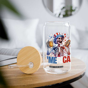 Red White And Blue Skeleton Party Glass Can American Freedom Vibes TS12 Print Your Wear