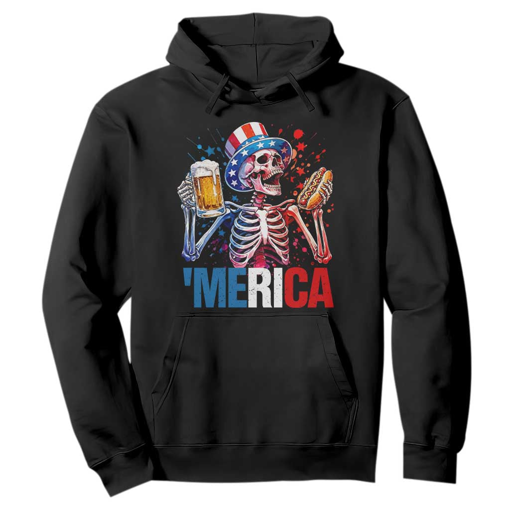 Red White And Blue Skeleton Party Hoodie American Freedom Vibes TS12 Black Print Your Wear