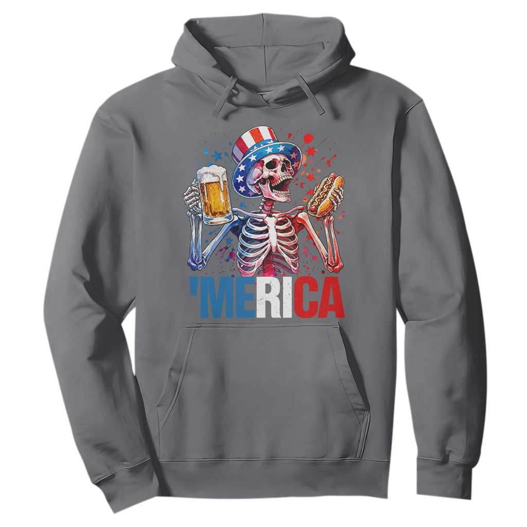 Red White And Blue Skeleton Party Hoodie American Freedom Vibes TS12 Charcoal Print Your Wear
