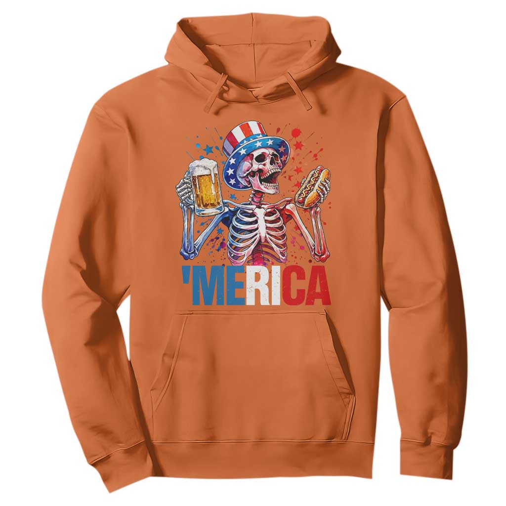 Red White And Blue Skeleton Party Hoodie American Freedom Vibes TS12 Orange Print Your Wear