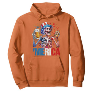 Red White And Blue Skeleton Party Hoodie American Freedom Vibes TS12 Orange Print Your Wear