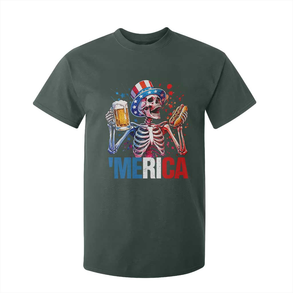 Red White And Blue Skeleton Party T Shirt For Kid American Freedom Vibes TS12 Dark Forest Green Print Your Wear