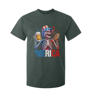 Red White And Blue Skeleton Party T Shirt For Kid American Freedom Vibes TS12 Dark Forest Green Print Your Wear