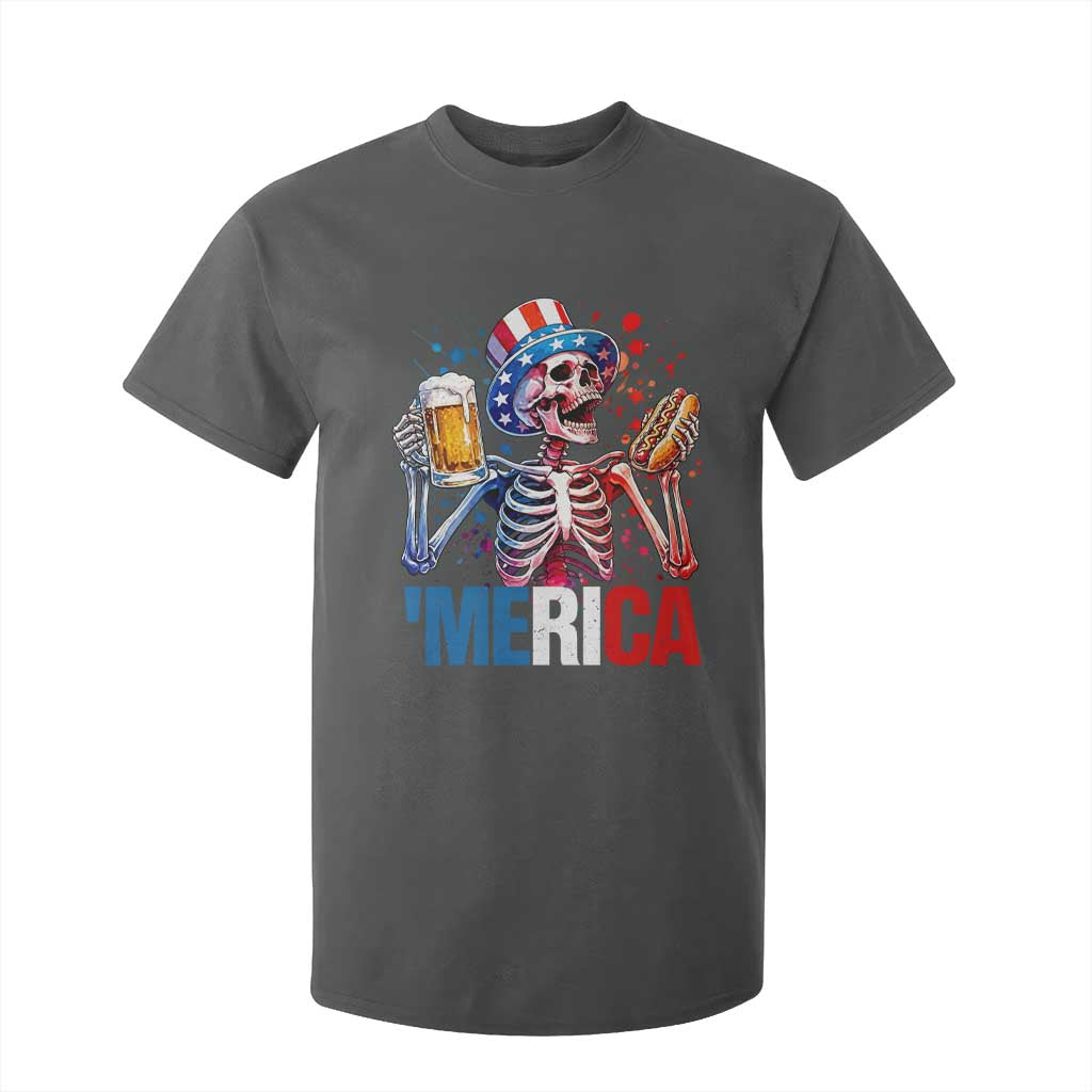 Red White And Blue Skeleton Party T Shirt For Kid American Freedom Vibes TS12 Dark Heather Print Your Wear