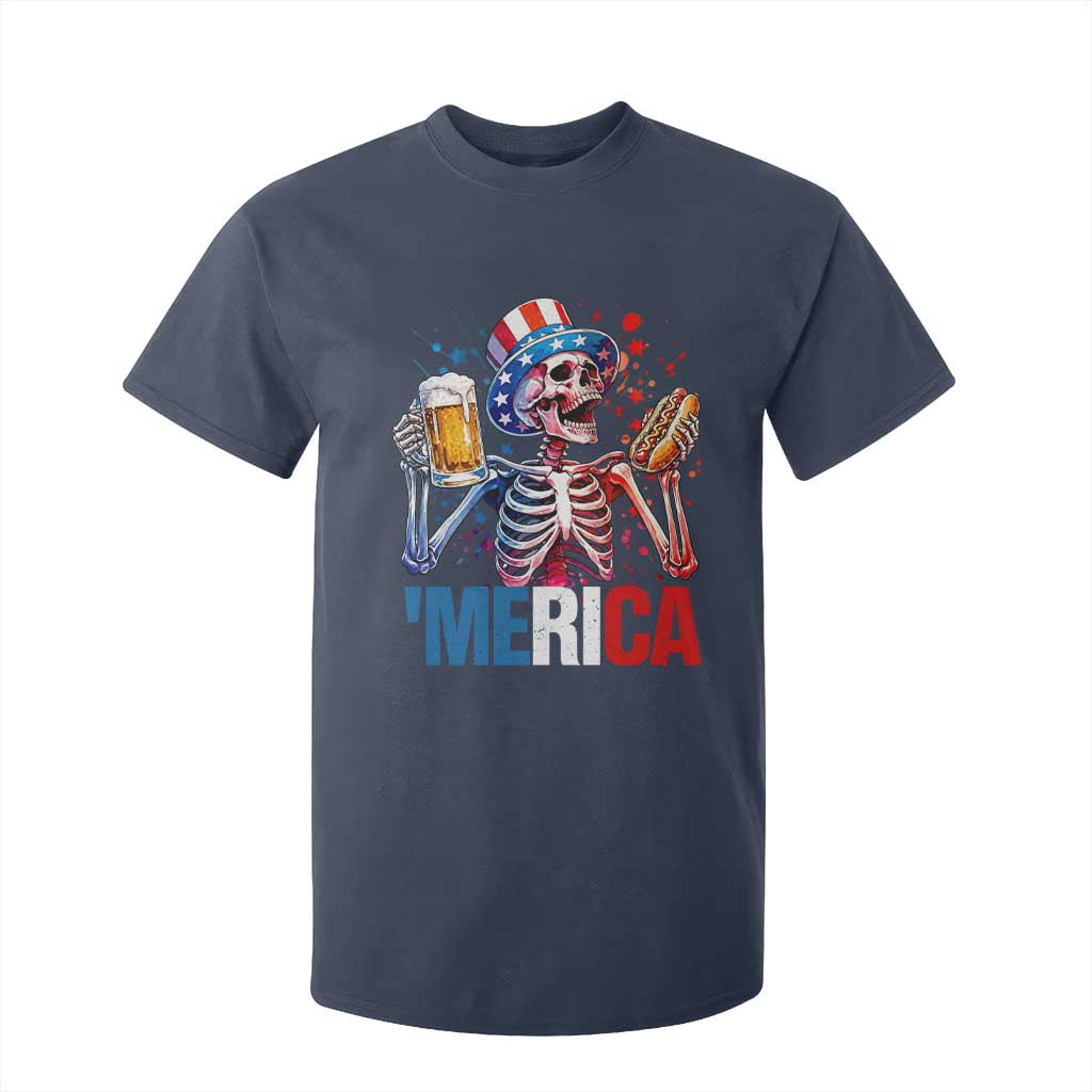 Red White And Blue Skeleton Party T Shirt For Kid American Freedom Vibes TS12 Navy Print Your Wear
