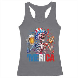 Red White And Blue Skeleton Party Racerback Tank Top American Freedom Vibes TS12 Charcoal Print Your Wear