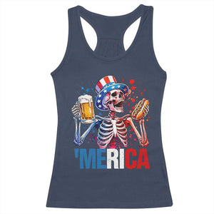 Red White And Blue Skeleton Party Racerback Tank Top American Freedom Vibes TS12 Navy Print Your Wear