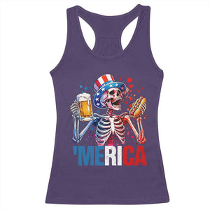Red White And Blue Skeleton Party Racerback Tank Top American Freedom Vibes TS12 Purple Print Your Wear