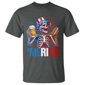 Red White And Blue Skeleton Party T Shirt American Freedom Vibes TS12 Dark Heather Print Your Wear