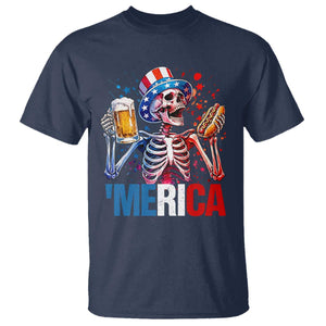 Red White And Blue Skeleton Party T Shirt American Freedom Vibes TS12 Navy Print Your Wear