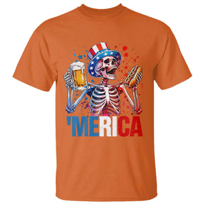 Red White And Blue Skeleton Party T Shirt American Freedom Vibes TS12 Orange Print Your Wear