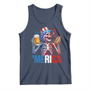 Red White And Blue Skeleton Party Tank Top American Freedom Vibes TS12 Navy Print Your Wear