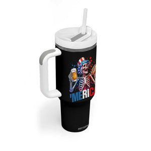 Red White And Blue Skeleton Party Tumbler With Handle American Freedom Vibes TS12 Print Your Wear