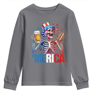 Red White And Blue Skeleton Party Youth Sweatshirt American Freedom Vibes TS12 Charcoal Print Your Wear