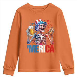 Red White And Blue Skeleton Party Youth Sweatshirt American Freedom Vibes TS12 Orange Print Your Wear