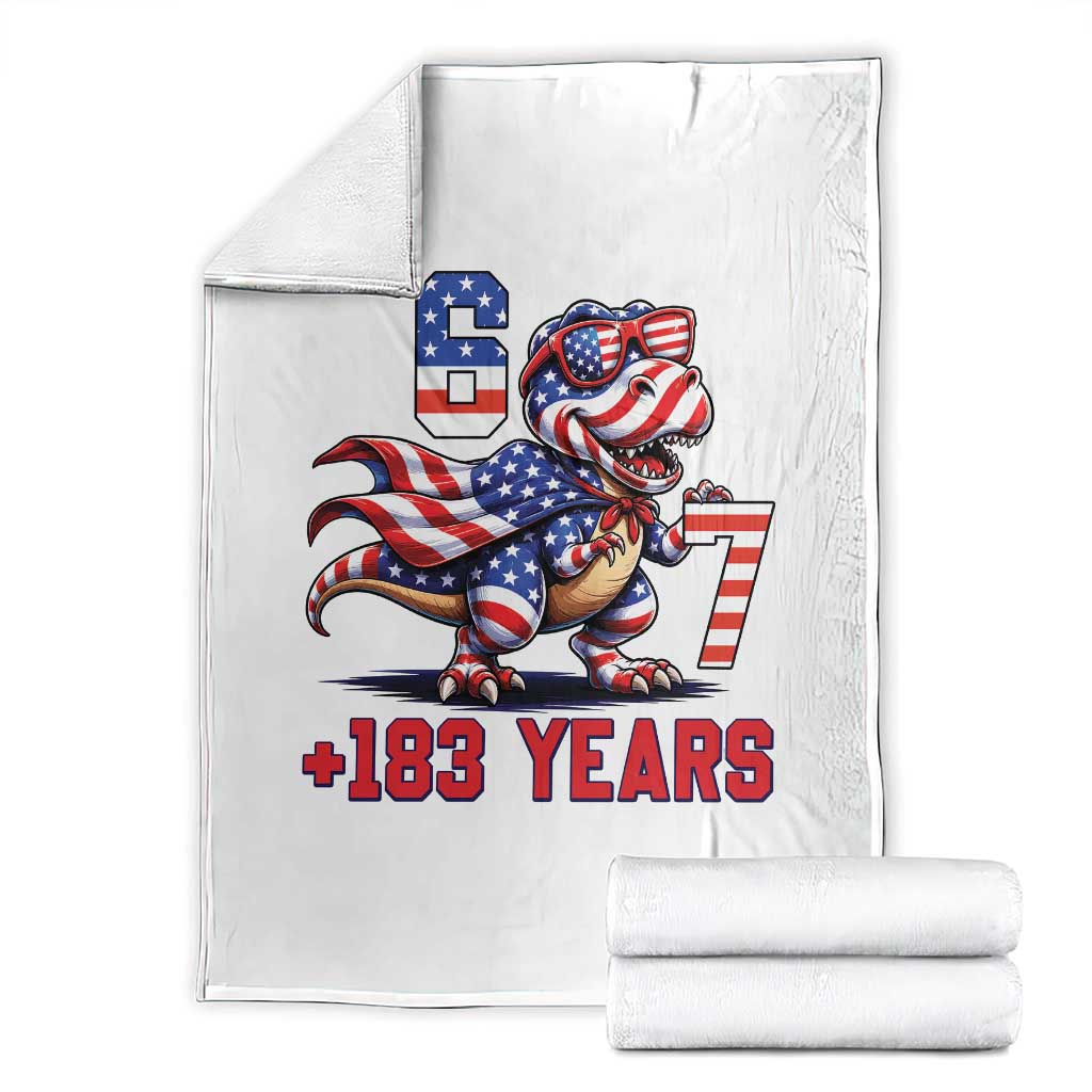 Funny 67 Meme Dinosaur American Pride Throw Blanket USA 250th Anniversary TS12 White Print Your Wear