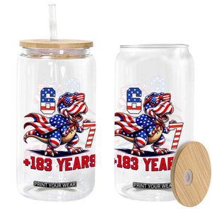 Funny 67 Meme Dinosaur American Pride Glass Can USA 250th Anniversary TS12 Print Your Wear