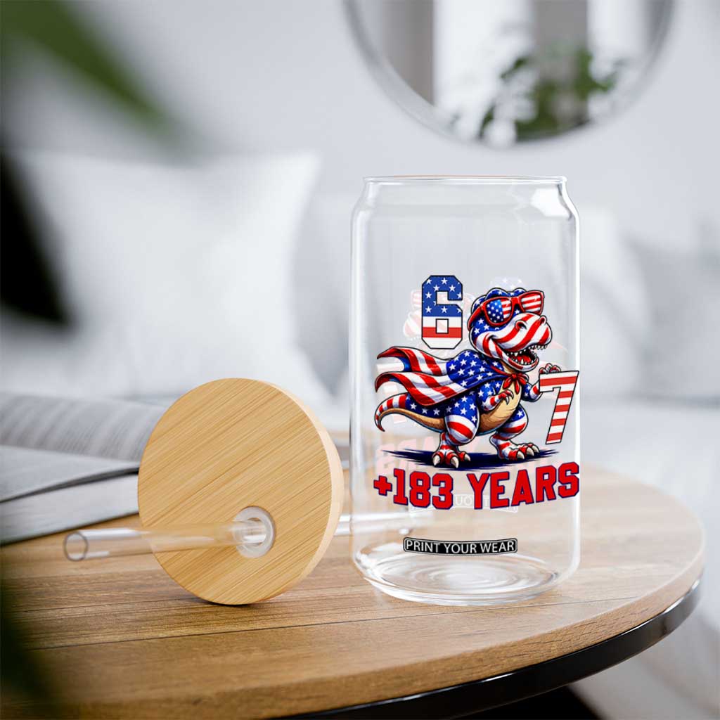 Funny 67 Meme Dinosaur American Pride Glass Can USA 250th Anniversary TS12 Print Your Wear