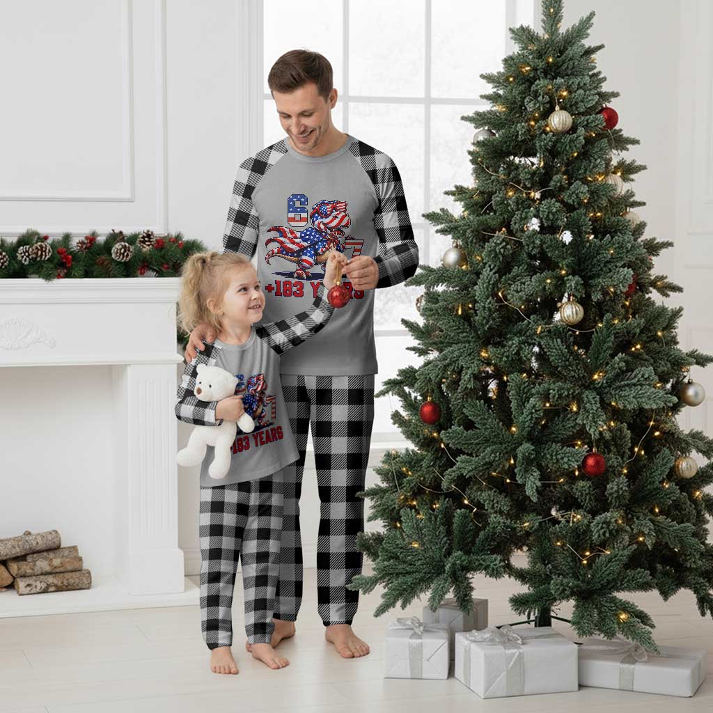 Funny 67 Meme Dinosaur American Pride Plaid Pajama Set USA 250th Anniversary TS12 White Plaid Print Your Wear