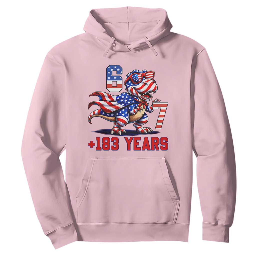 Funny 67 Meme Dinosaur American Pride Hoodie USA 250th Anniversary TS12 Light Pink Print Your Wear