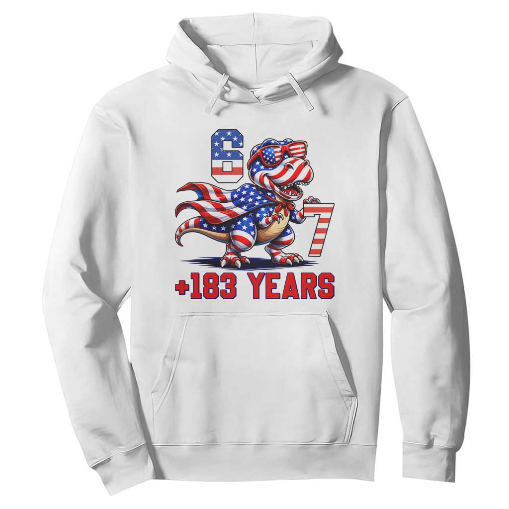 Funny 67 Meme Dinosaur American Pride Hoodie USA 250th Anniversary TS12 White Print Your Wear