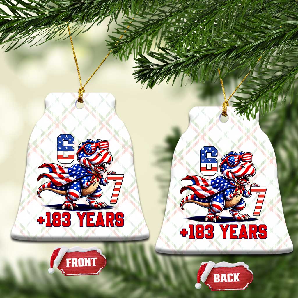 Funny 67 Meme Dinosaur American Pride Ceramic Ornament USA 250th Anniversary TS12 Print Your Wear