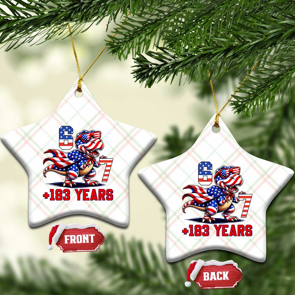 Funny 67 Meme Dinosaur American Pride Ceramic Ornament USA 250th Anniversary TS12 Print Your Wear