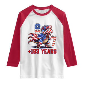 Funny 67 Meme Dinosaur American Pride Raglan Shirt USA 250th Anniversary TS12 White Red Print Your Wear
