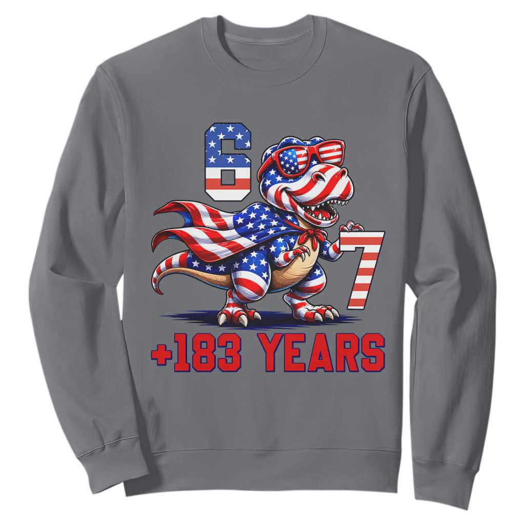 Funny 67 Meme Dinosaur American Pride Sweatshirt USA 250th Anniversary TS12 Charcoal Print Your Wear