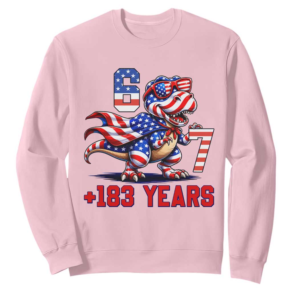 Funny 67 Meme Dinosaur American Pride Sweatshirt USA 250th Anniversary TS12 Light Pink Print Your Wear