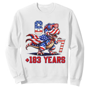 Funny 67 Meme Dinosaur American Pride Sweatshirt USA 250th Anniversary TS12 White Print Your Wear