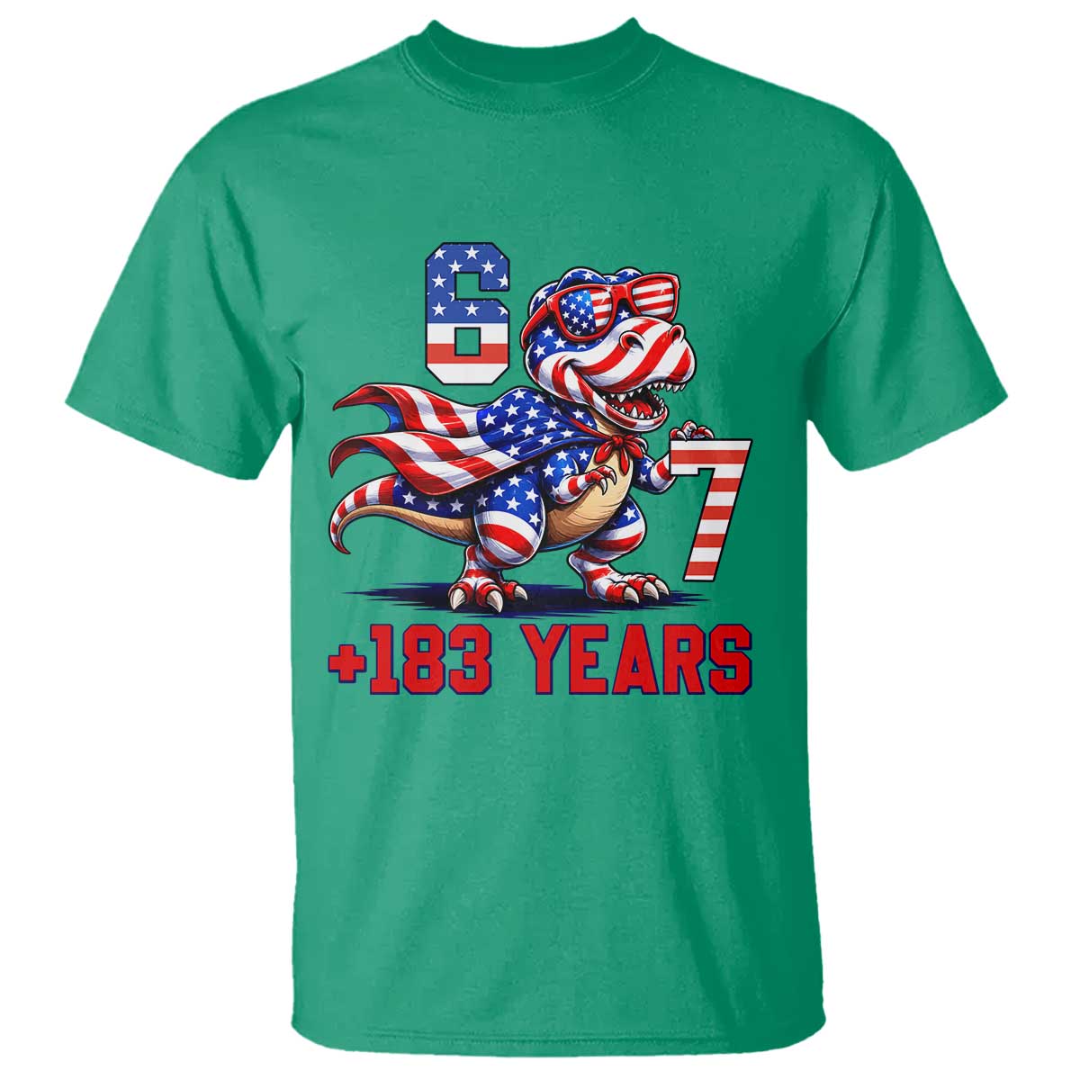 Funny 67 Meme Dinosaur American Pride T Shirt USA 250th Anniversary TS12 Irish Green Print Your Wear