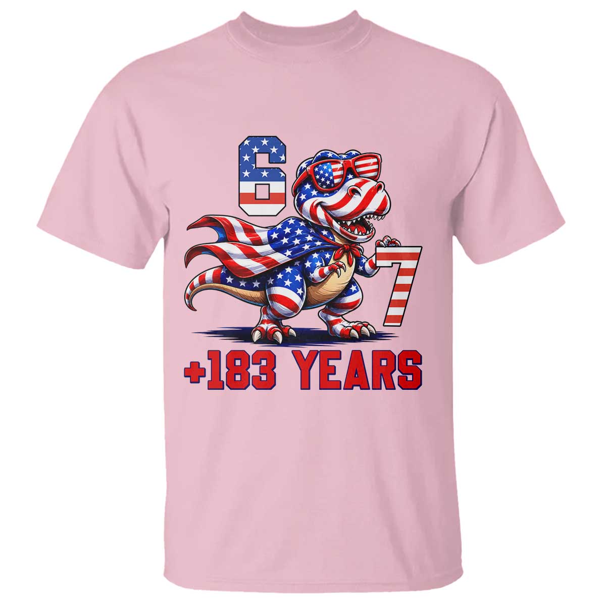 Funny 67 Meme Dinosaur American Pride T Shirt USA 250th Anniversary TS12 Light Pink Print Your Wear