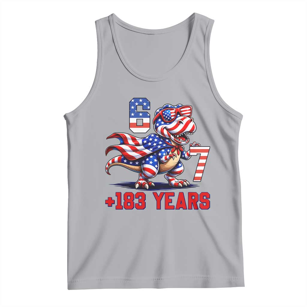 Funny 67 Meme Dinosaur American Pride Tank Top USA 250th Anniversary TS12 Athletic Heather Print Your Wear
