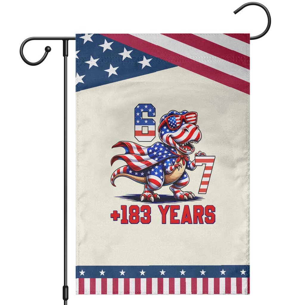 Funny 67 Meme Dinosaur American Pride Patriotic Garden Flag USA 250th Anniversary TS12 Modern Beige Blue Print Your Wear