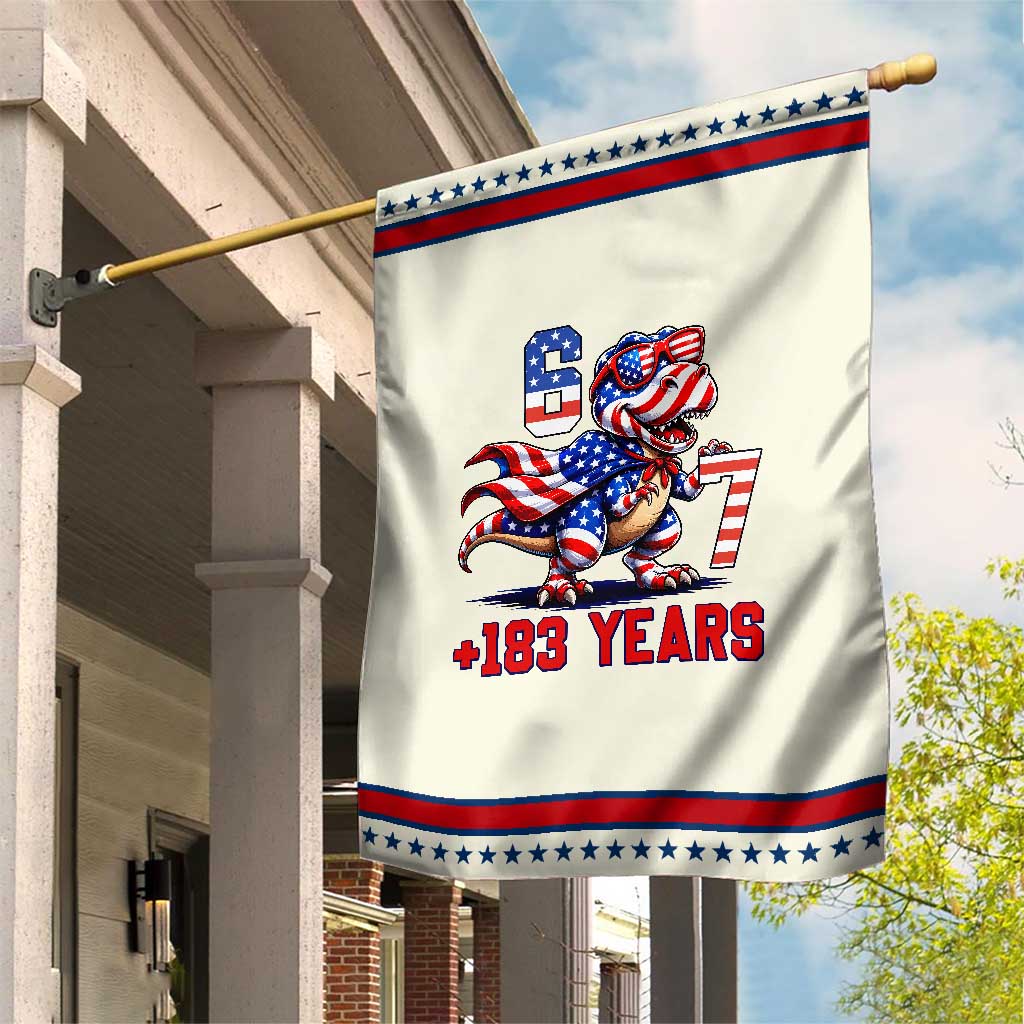 Funny 67 Meme Dinosaur American Pride Patriotic Garden Flag USA 250th Anniversary TS12 Modern Beige Red Print Your Wear