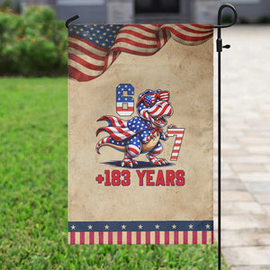 Funny 67 Meme Dinosaur American Pride Patriotic Garden Flag USA 250th Anniversary TS12 Vintage Rustic Tan Navy Print Your Wear