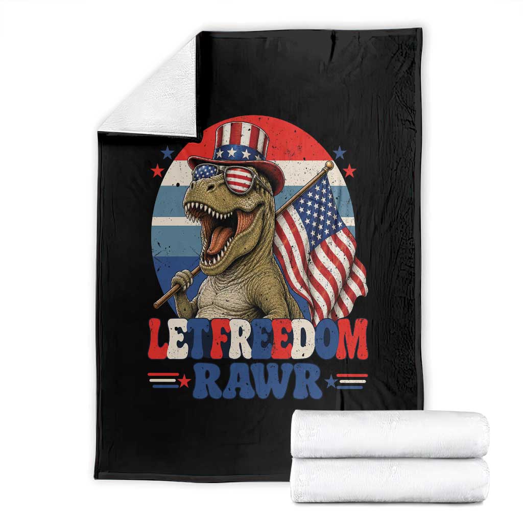 Red White Blue Dinosaur Pride Throw Blanket Let Freedom Rawr TS12 Black Print Your Wear