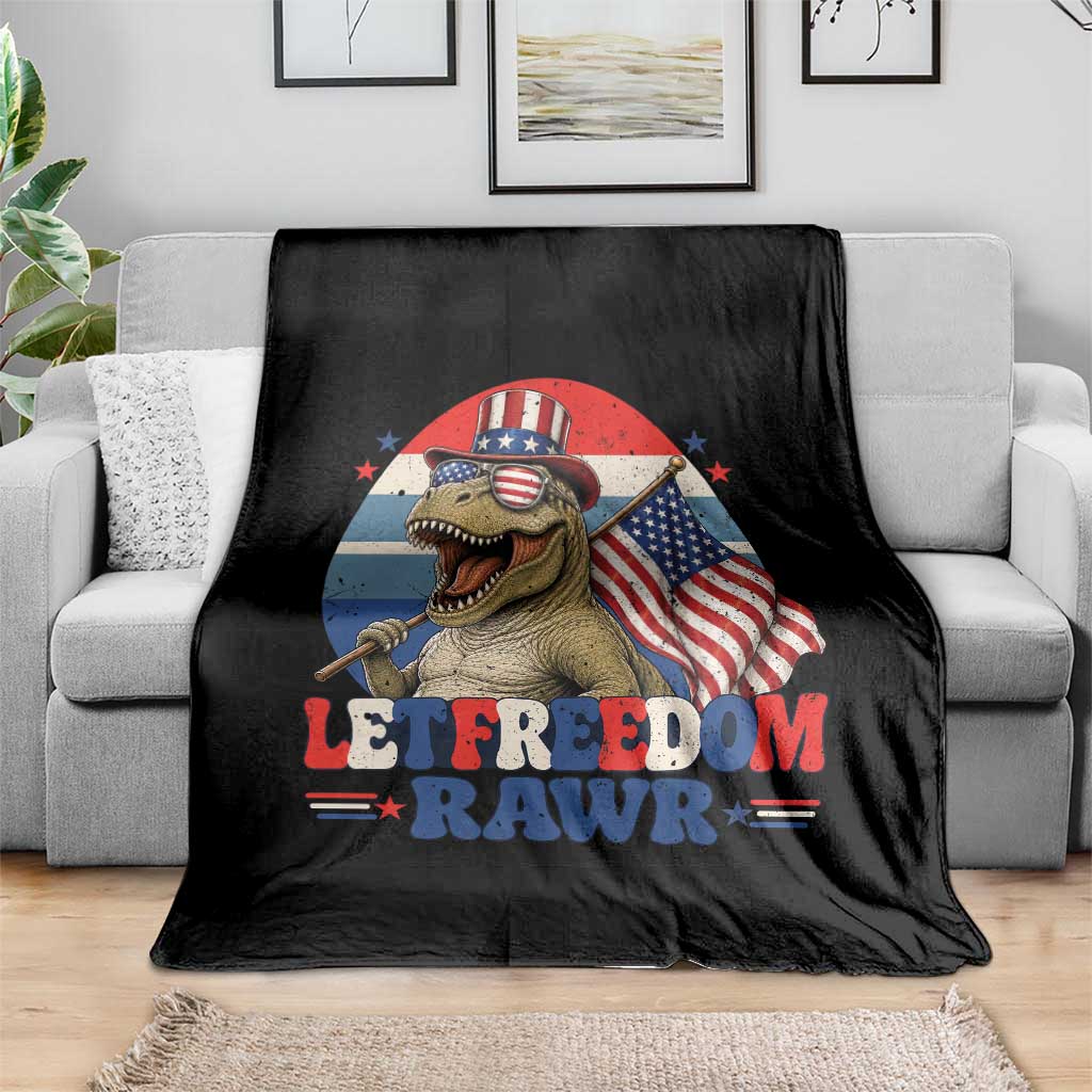 Red White Blue Dinosaur Pride Throw Blanket Let Freedom Rawr TS12 Print Your Wear