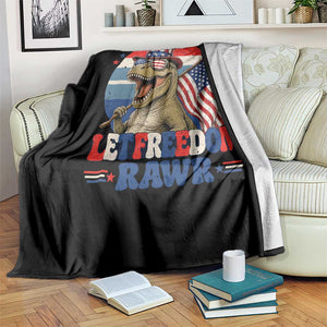 Red White Blue Dinosaur Pride Throw Blanket Let Freedom Rawr TS12 Print Your Wear