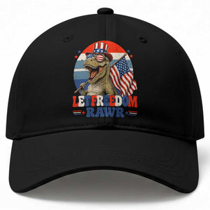 Red White Blue Dinosaur Pride Baseball Cap Let Freedom Rawr TS12 Print Your Wear