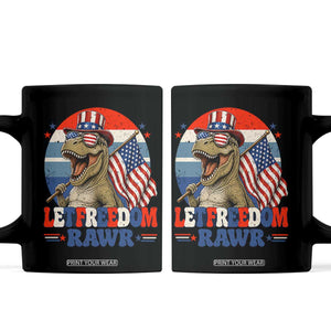 Red White Blue Dinosaur Pride Coffee Mug Let Freedom Rawr TS12 Black Print Your Wear