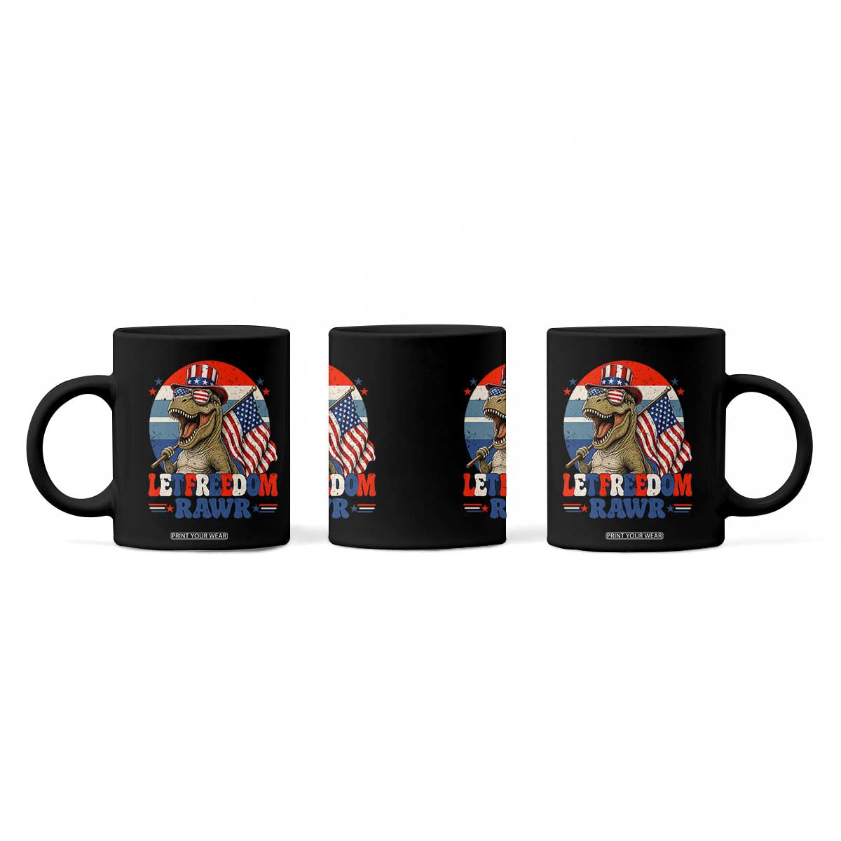Red White Blue Dinosaur Pride Coffee Mug Let Freedom Rawr TS12 Print Your Wear