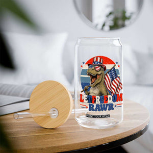 Red White Blue Dinosaur Pride Glass Can Let Freedom Rawr TS12 Print Your Wear