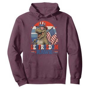 Red White Blue Dinosaur Pride Hoodie Let Freedom Rawr TS12 Maroon Print Your Wear
