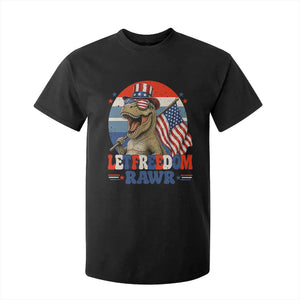 Red White Blue Dinosaur Pride T Shirt For Kid Let Freedom Rawr TS12 Black Print Your Wear