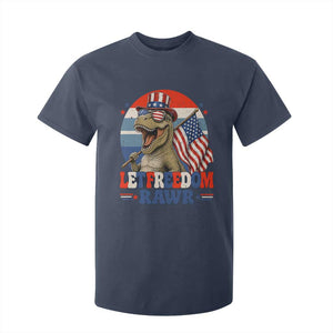 Red White Blue Dinosaur Pride T Shirt For Kid Let Freedom Rawr TS12 Navy Print Your Wear